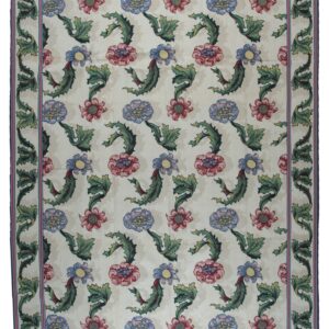 Vintage Aubusson flat weave rug, Ivory Garden Blossom (SKU FA5142IV9X12), full view