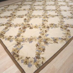 Vintage Aubusson flat weave rug, Ivory Grapevine Lattice (SKU FA5176IV9X12), detail 2