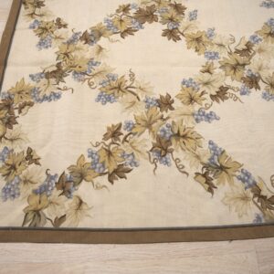 Vintage Aubusson flat weave rug, Ivory Grapevine Lattice (SKU FA5176IV9X12), detail 3