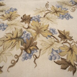 Vintage Aubusson flat weave rug, Ivory Grapevine Lattice (SKU FA5176IV9X12), detail 5