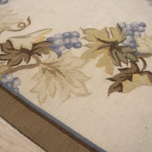 Vintage Aubusson flat weave rug, Ivory Grapevine Lattice (SKU FA5176IV9X12), detail 6