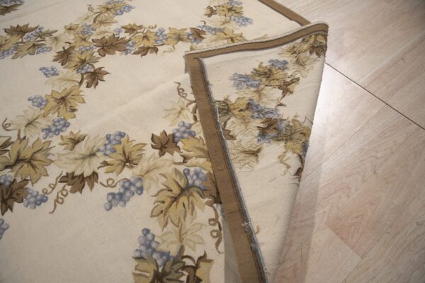 Vintage aubusson flat weave rug, ivory grapevine lattice, 9' x 12' 8 Vintage aubusson flat weave rug, ivory grapevine lattice (sku fa5176iv9x12), detail 7