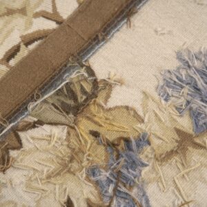 Vintage Aubusson flat weave rug, Ivory Grapevine Lattice (SKU FA5176IV9X12), detail 8