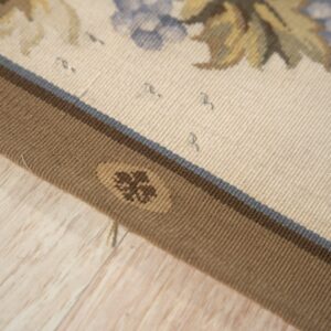 Vintage Aubusson flat weave rug, Ivory Grapevine Lattice (SKU FA5176IV9X12), detail 9