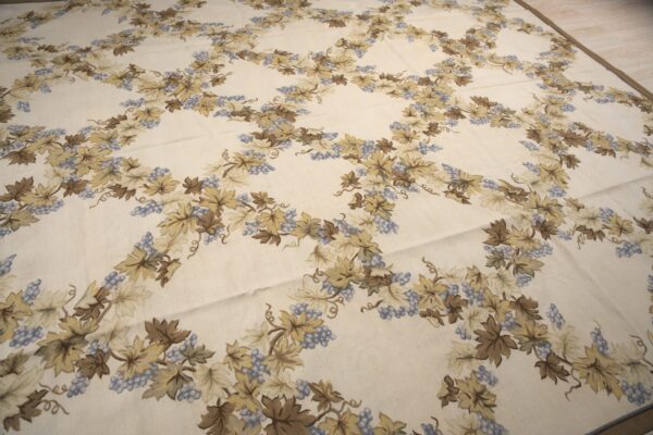 Vintage aubusson flat weave rug, ivory grapevine lattice, 9' x 12' 11 Vintage aubusson flat weave rug, ivory grapevine lattice (sku fa5176iv9x12), detail 10