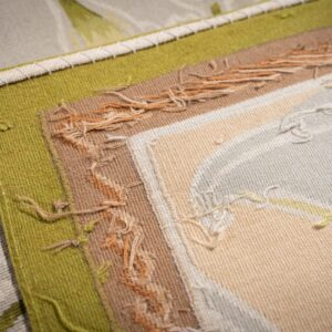 Vintage Aubusson flat weave rug, Light Blue Art Nouveau Floral (SKU FA5133LBL9X12), detail 5