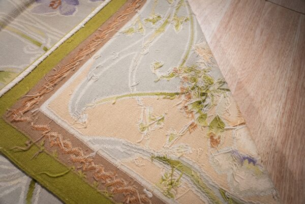 Vintage aubusson flat weave rug, light blue art nouveau floral, 9' x 12' 7 Vintage aubusson flat weave rug, light blue art nouveau floral (sku fa5133lbl9x12), detail 6