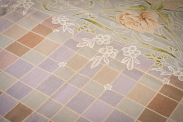 Vintage aubusson flat weave rug, light blue art nouveau floral, 9' x 12' 8 Vintage aubusson flat weave rug, light blue art nouveau floral (sku fa5133lbl9x12), detail 7
