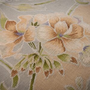Vintage Aubusson flat weave rug, Light Blue Art Nouveau Floral (SKU FA5133LBL9X12), detail 9