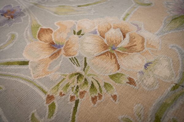 Vintage aubusson flat weave rug, light blue art nouveau floral, 9' x 12' 10 Vintage aubusson flat weave rug, light blue art nouveau floral (sku fa5133lbl9x12), detail 9