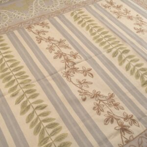Vintage Aubusson flat weave rug, Lilac Grey Fern Stripe (SKU FA9082GY9X12), detail 3