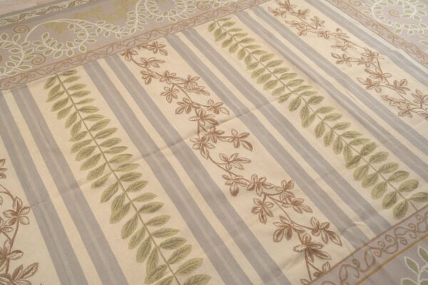 Vintage aubusson flat weave rug, lilac grey fern stripe, 9' x 12' 4 Vintage aubusson flat weave rug, lilac grey fern stripe (sku fa9082gy9x12), detail 3