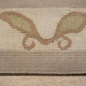 Vintage Aubusson flat weave rug, Lilac Grey Fern and Vine Stripe (SKU FA5131GY9X12), detail 4