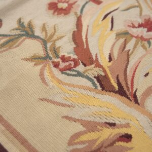 Vintage Aubusson flat weave rug, Louis XV Rosette Medallion (SKU FA5089AIV9X12), detail 6