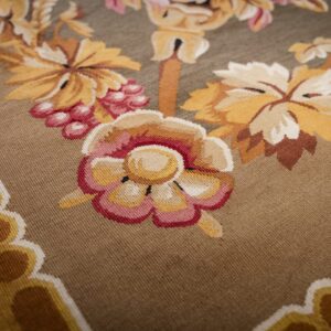 Vintage Aubusson flat weave rug, Olive Green Star Lattice (SKU FA5141GN9X12), detail 6
