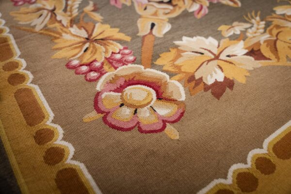 Vintage aubusson flat weave rug, olive green star lattice, 9' x 12' 7 Vintage aubusson flat weave rug, olive green star lattice (sku fa5141gn9x12), detail 6