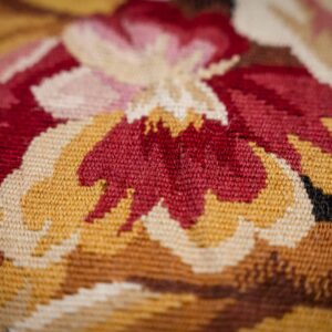 Vintage Aubusson flat weave rug, Olive Green Star Lattice (SKU FA5141GN9X12), detail 8