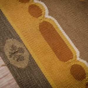 Vintage Aubusson flat weave rug, Olive Green Star Lattice (SKU FA5141GN9X12), detail 11