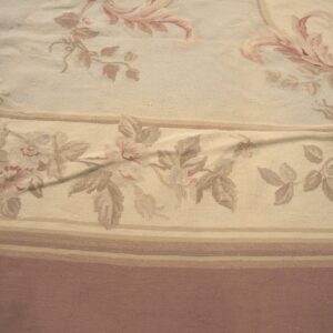 Vintage Aubusson flat weave rug, Pastel Rose Bouquet (SKU FA3498BG9X11), detail 5