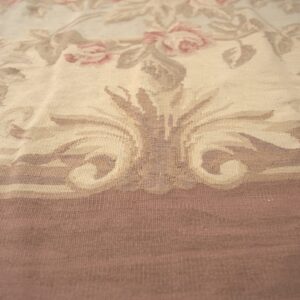 Vintage Aubusson flat weave rug, Pastel Rose Bouquet (SKU FA3498BG9X11), detail 8
