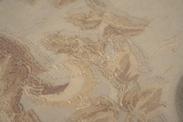 Vintage aubusson flat weave rug, pastel rose bouquet (sku fa3498bg9x11), detail 10