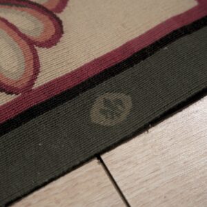 Vintage Aubusson flat weave rug, Raspberry Rosette (SKU FA5107RD9X12), detail 3