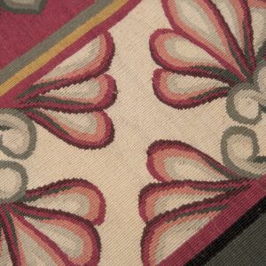 Vintage Aubusson flat weave rug, Raspberry Rosette (SKU FA5107RD9X12), detail 6
