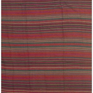 Vintage Mid-Century Colorful Stripe Turkish Kilim Traditional Flatweave Wool Rug