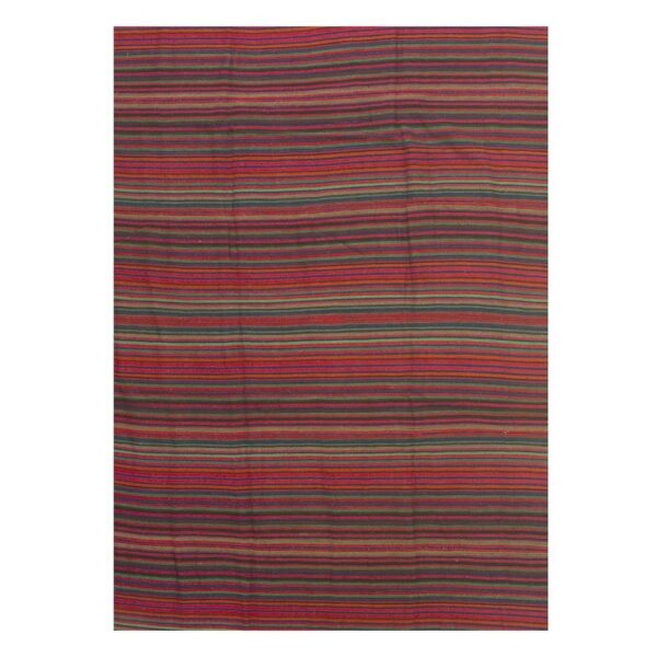 Vintage mid-century colorful stripe turkish kilim traditional flatweave wool rug 5 Vintage mid-century colorful stripe turkish kilim traditional flatweave wool rug - detail view 4
