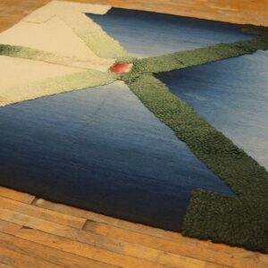 Vintage Mid Century Modern Blue and Cream Square Stefan Knapp Tapestry (SKU 20-2005), third angle view