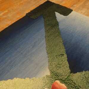 Vintage Mid Century Modern Blue and Cream Square Stefan Knapp Tapestry (SKU 20-2005), second arrow detail