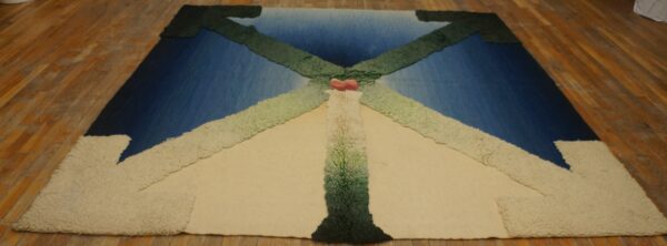 Vintage mid century modern blue and cream square stefan knapp tapestry 2 Vintage mid century modern blue and cream square stefan knapp tapestry (sku 20-2005), full view