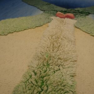 Vintage Mid Century Modern Blue and Cream Square Stefan Knapp Tapestry (SKU 20-2005), pile detail