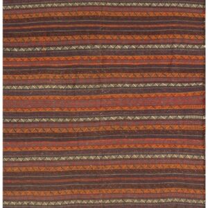 Vintage Turkish Kilim Geometric Modern Hand-Woven Wool Flat-Weave Rug c. 1950s