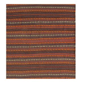 Vintage Turkish Kilim Geometric Modern Hand-Woven Wool Flat-Weave Rug c. 1950s - detail view 4