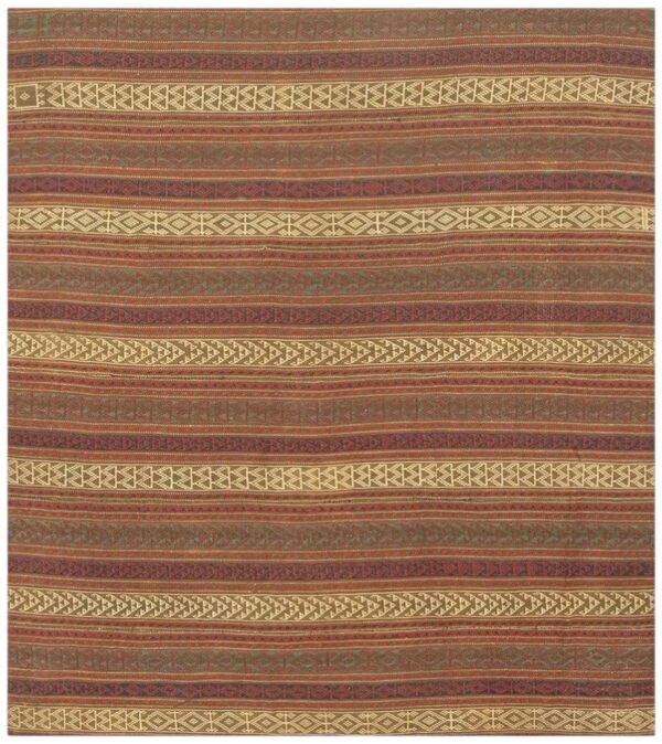Vintage turkish kilim multi geometric decorative wool flat-weave rug, c. 1950s 1 Vintage turkish kilim multi geometric decorative wool flat-weave rug, c. 1950s
