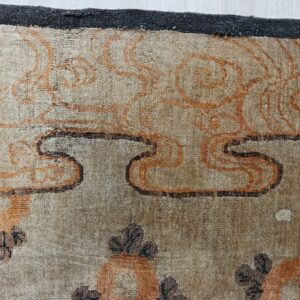 Warm Cream Color Antique Floral Pattern Mongolian Wool Pile Area Rug, detail photo 3, stock number 21187