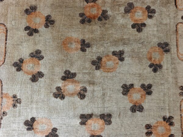 Warm cream color antique floral pattern mongolian wool pile area rug 6 Warm cream color antique floral pattern mongolian wool pile area rug, detail photo 4, stock number 21187