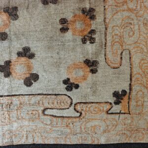 Warm Cream Color Antique Floral Pattern Mongolian Wool Pile Area Rug, detail photo 5, stock number 21187