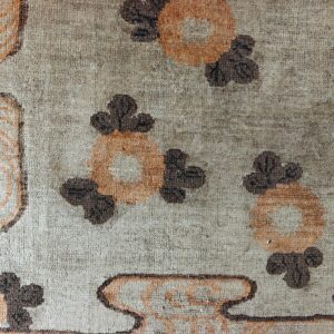 Warm Cream Color Antique Floral Pattern Mongolian Wool Pile Area Rug, detail photo 6, stock number 21187