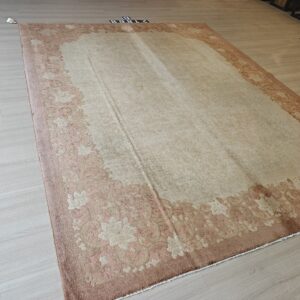 Warm Light Washed Out Cream Color Minimalist Open Field Antique Chinese Deco Rug, detail photo 10, stock number 21868