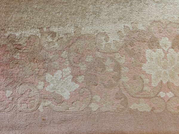 Warm light washed out cream color minimalist open field antique chinese deco rug 11 Warm light washed out cream color minimalist open field antique chinese deco rug, detail photo 3, stock number 21868