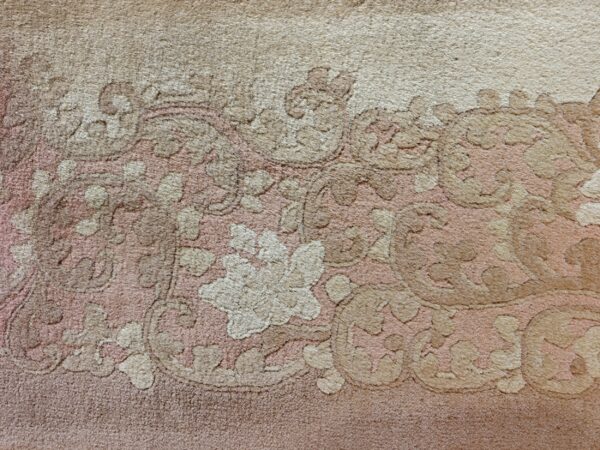 Warm light washed out cream color minimalist open field antique chinese deco rug 12 Warm light washed out cream color minimalist open field antique chinese deco rug, detail photo 4, stock number 21868