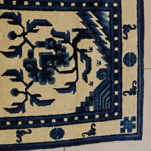 White and Blue Color Antique Chinese Scatter Size Peking Rug, detail photo 1, stock number 22013