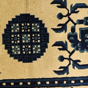 White and Blue Color Antique Chinese Scatter Size Peking Rug, detail photo 2, stock number 22013