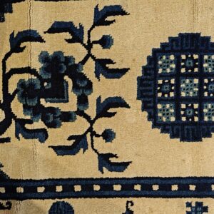 White and Blue Color Antique Chinese Scatter Size Peking Rug, detail photo 3, stock number 22013