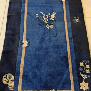 Wool Rectangle 1920s Knotted Chinese Blue - Peking Antique Rug, detail photo 10, stock number 25840