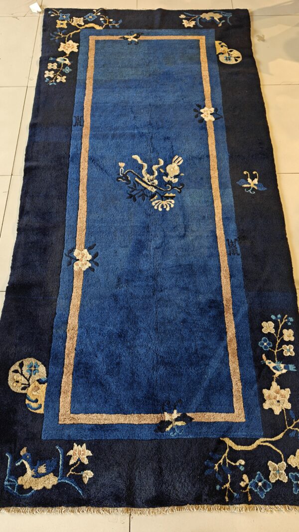 Wool rectangle 1920s knotted chinese blue - peking antique rug 18 Wool rectangle 1920s knotted chinese blue - peking antique rug, detail photo 10, stock number 25840