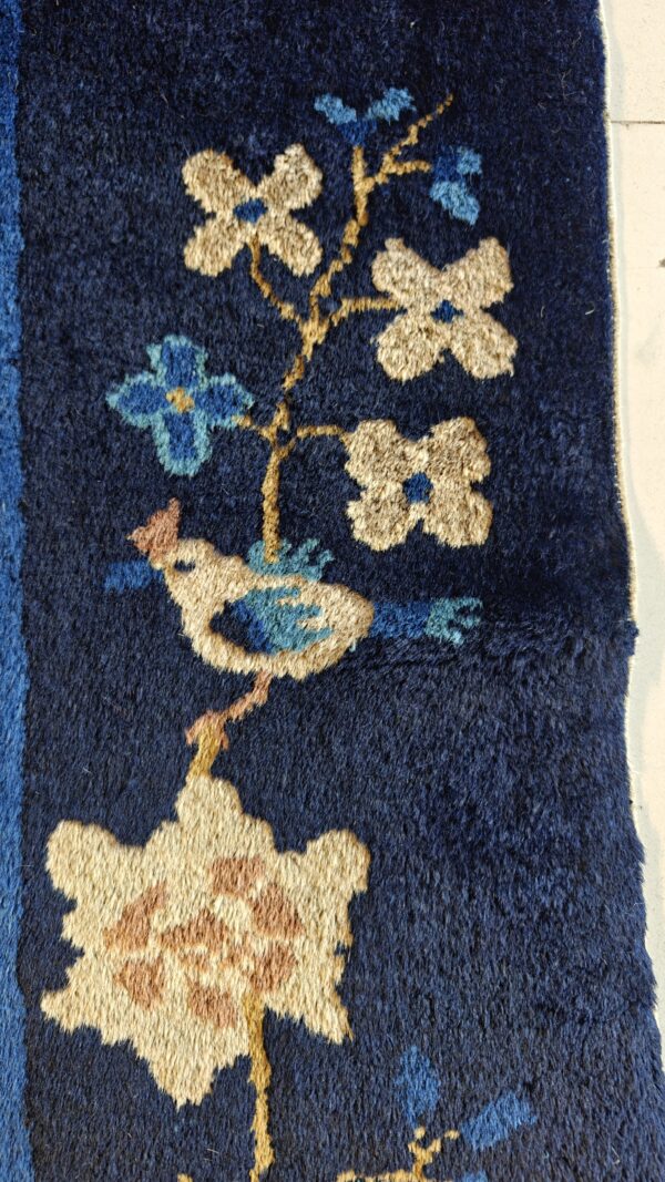 Wool rectangle 1920s knotted chinese blue - peking antique rug 12 Wool rectangle 1920s knotted chinese blue - peking antique rug, detail photo 4, stock number 25840