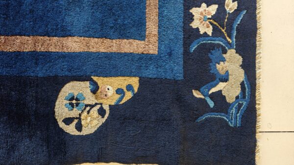 Wool rectangle 1920s knotted chinese blue - peking antique rug 14 Wool rectangle 1920s knotted chinese blue - peking antique rug, detail photo 6, stock number 25840